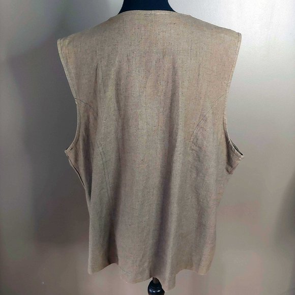 Vintage AE Sport Linen Cotton Sleeveless Olive Green Button Up - Picture 10 of 15